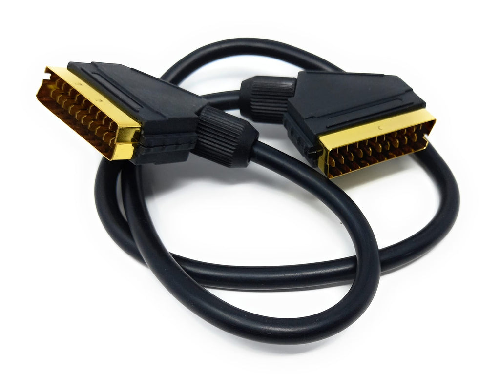 DRUT Scart to Scart Cable Lead, 21 Pin Male to Male (Plug to Plug) RGB Cord for TV, VCR, DVD Player Gold Plated