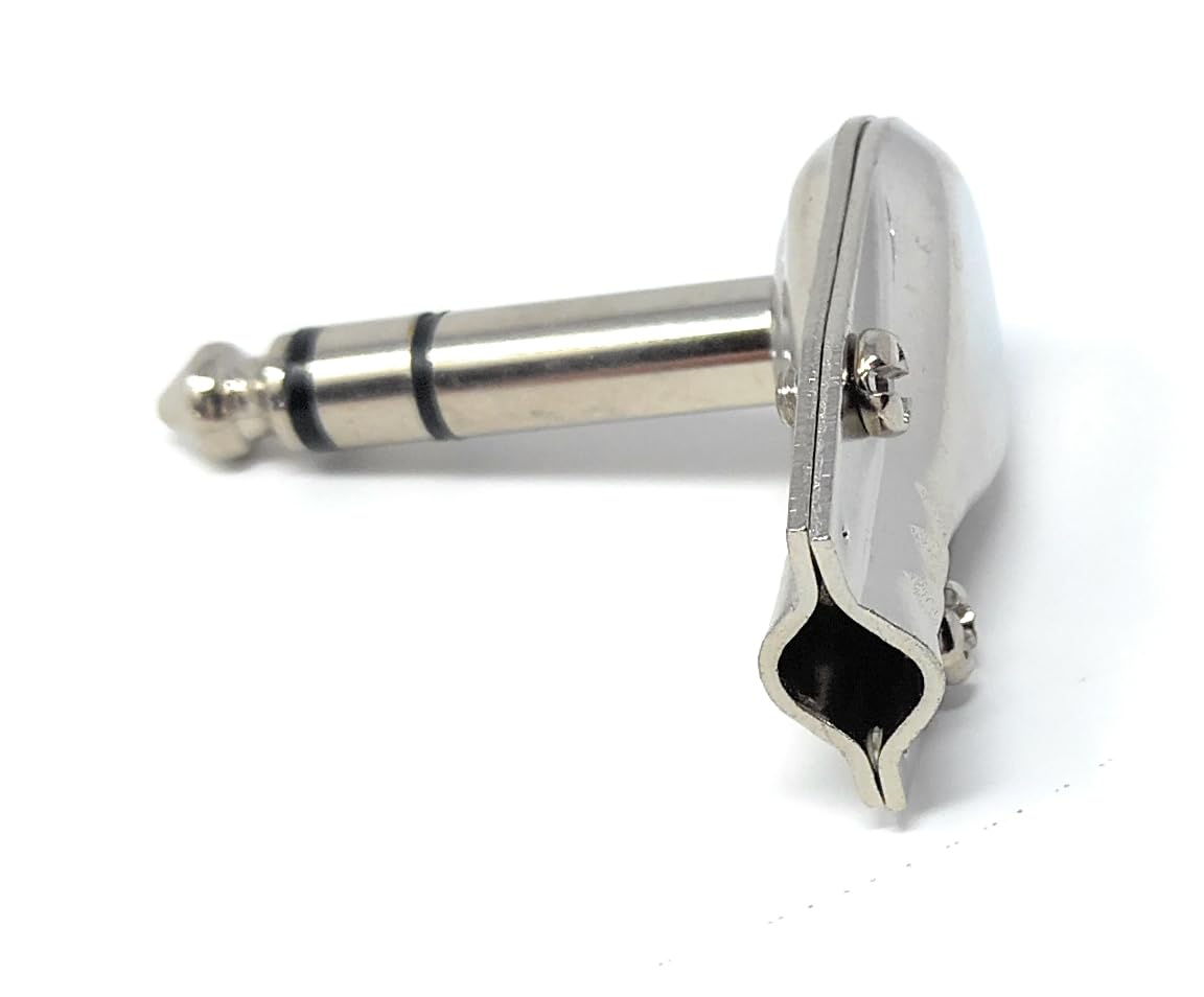 6.35mm Stereo 1/4 90 Degree Right Angle TRS Solder Plug, Flat Pancake Style, DIY Audio Connector
