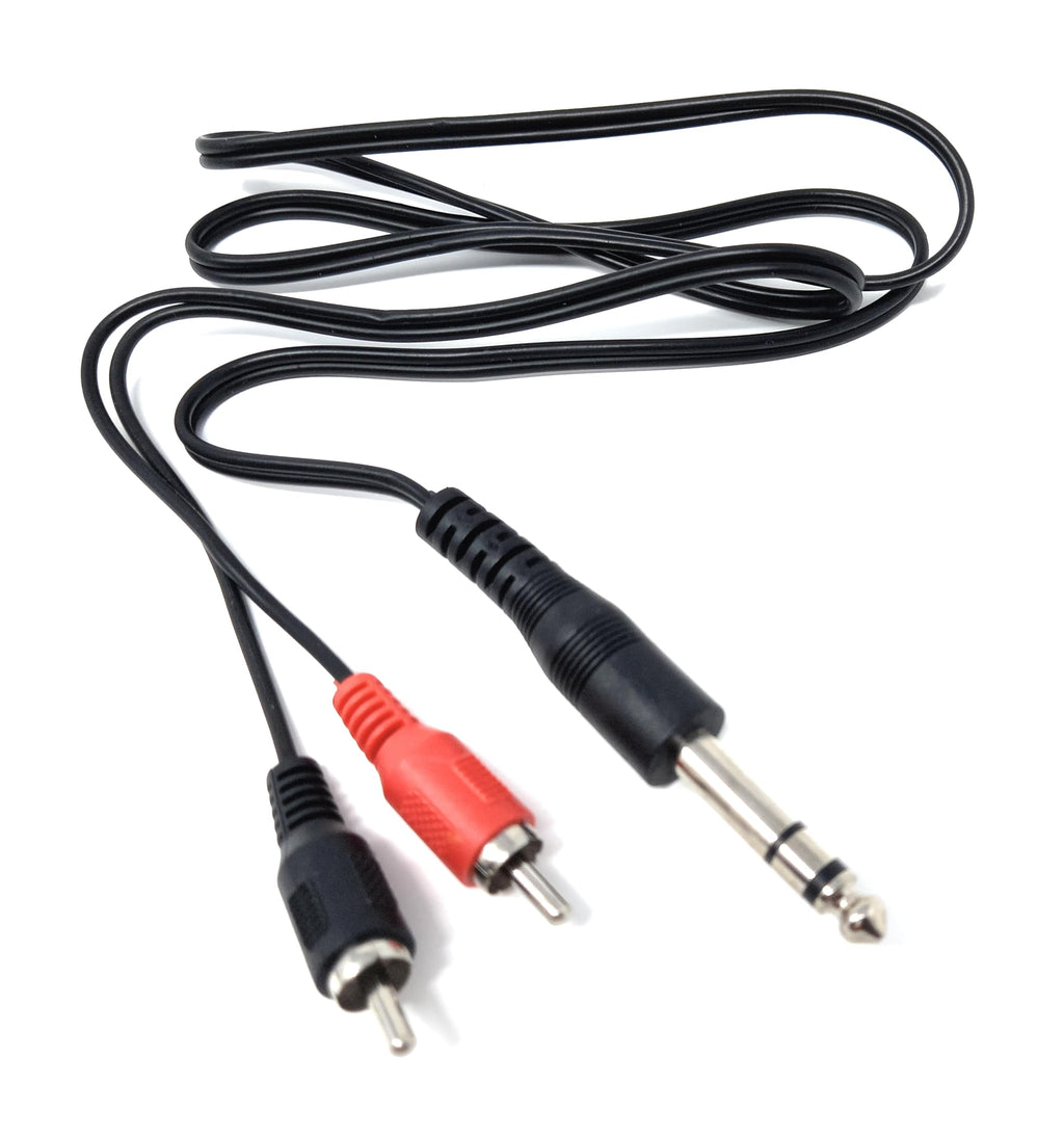 DRUT 6.35mm Stereo Jack to 2 x RCA Phono Plugs Stereo Cable, TRS to RCA Audio, 1/4'' Jack to 2 RCA Male Y Splitter Lead