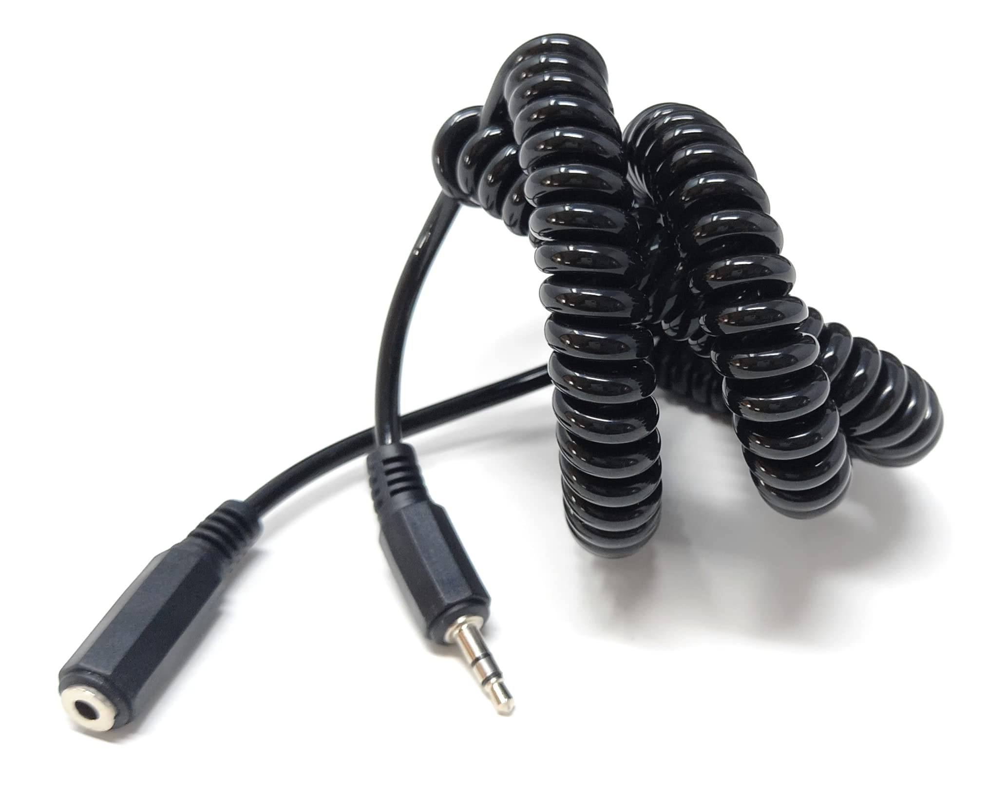DRUT 3.5mm Stereo Jack to 3.5mm Socket Headphone, Speaker, HI-FI Extension Coiled Cable Lead