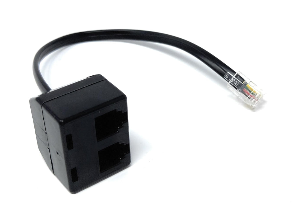 DRUT Twin RJ10 Sockets Headset Adapter 4P4C 2 Handsets to 1 Receiver, Allowing a Two Users Listen and Talk at the Same Time