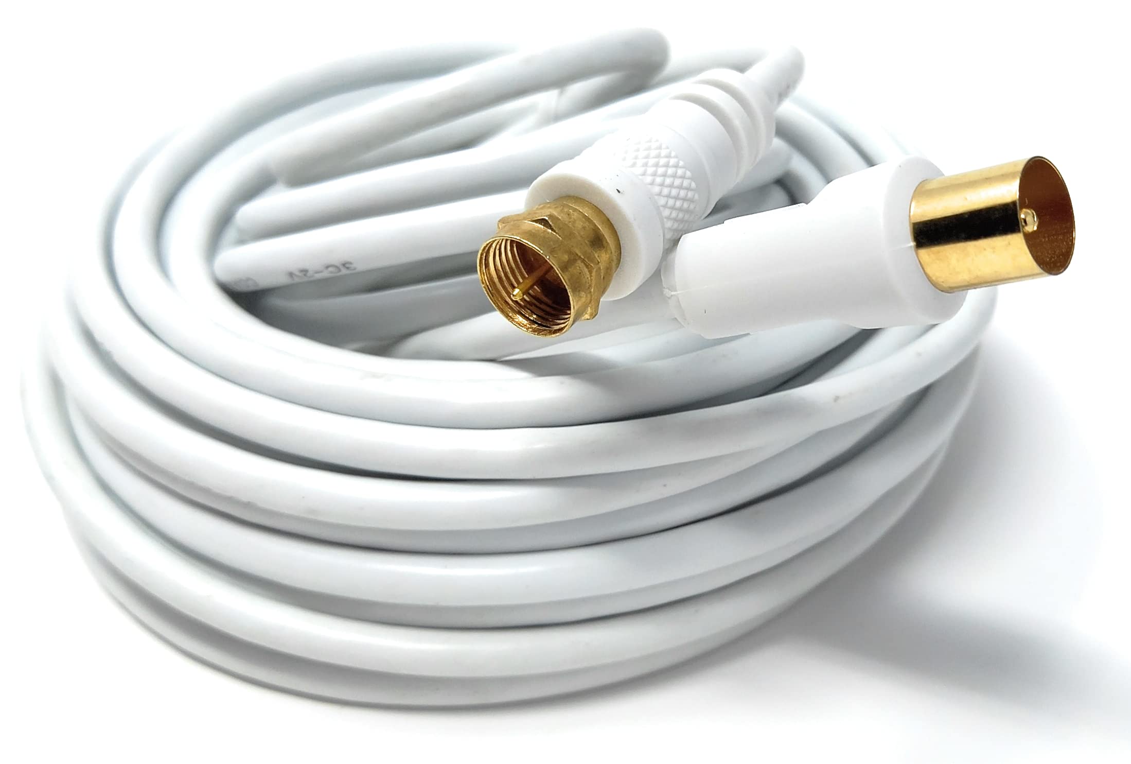 DRUT RF TV Aerial Male to F Type Connector Male Plug Coaxial Coax Cable, Lead, 75 Ohm, 3C-2V