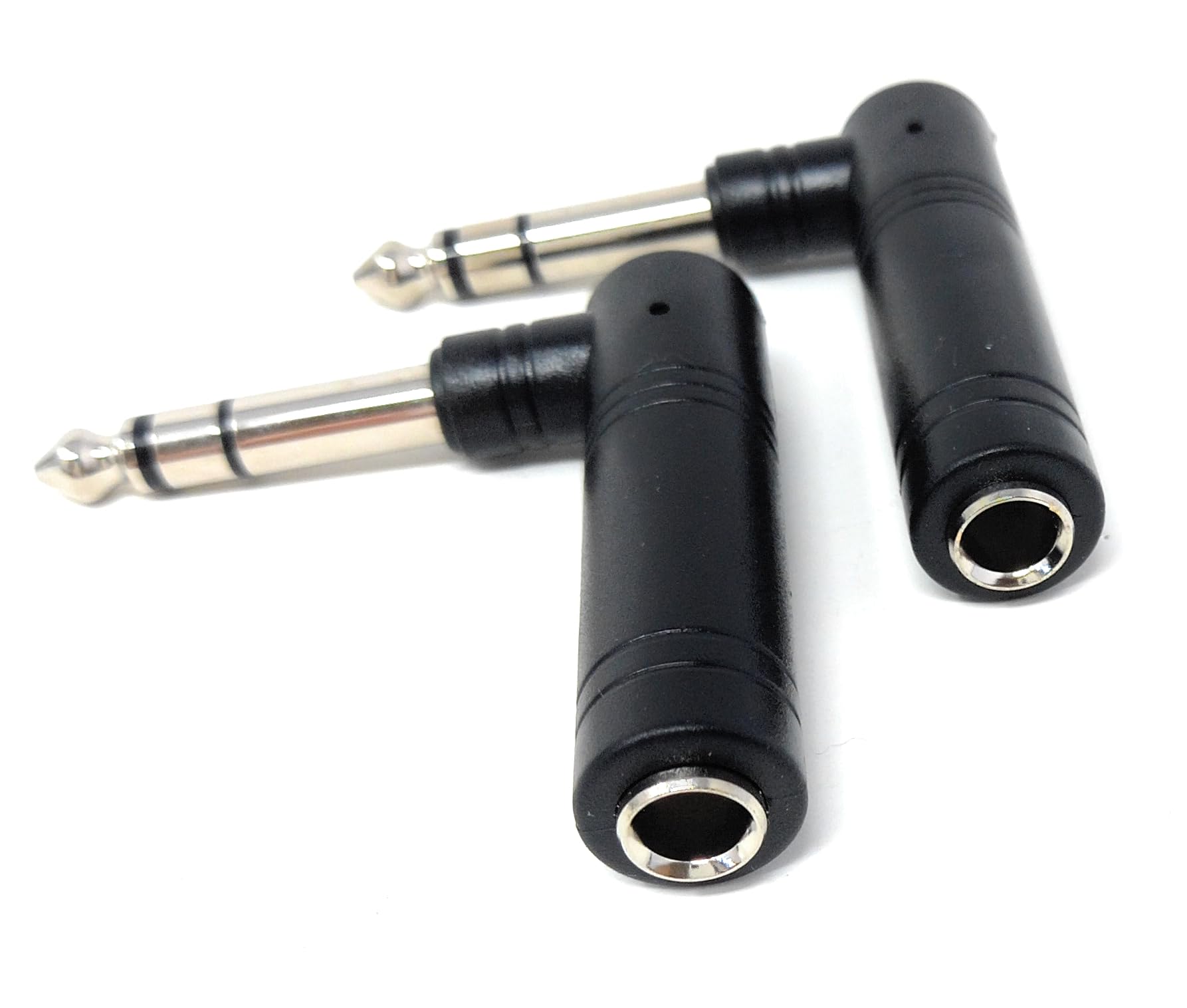DRUT 6.35mm Right-Angle TRS Audio Adapter – Stereo Male to Female Jack Plug Connector, 1/4 Inch Angled Extension for Headphones, Amps, Mixers, Instruments
