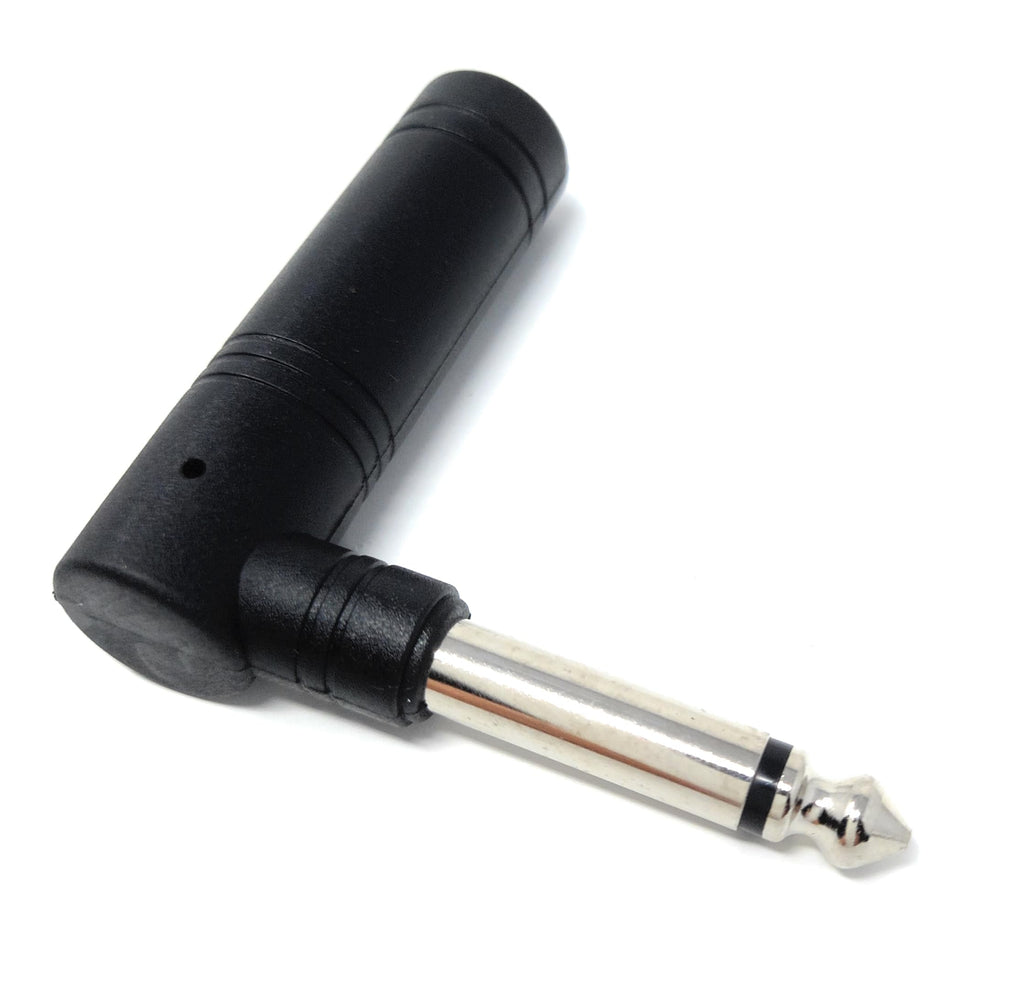 DRUT 1pcs 6.35mm Mono Right Angled Jack Plug To 6.35mm Mono Jack Socket Male to Female Cable Adapter (Silver)