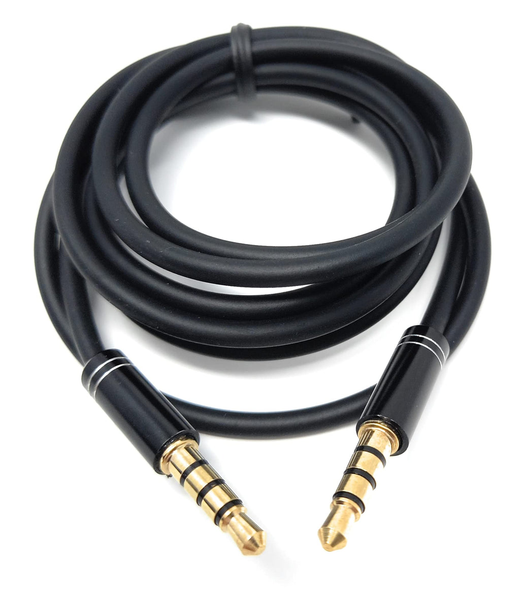 DRUT 3.5mm Jack to Jack 4 Pole Male Audio Stereo Cable Flexible Rubber Shield Lead, Gold Connectors
