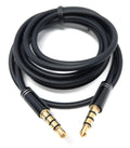 DRUT 3.5mm Jack to Jack 4 Pole Male Audio Stereo Cable Flexible Rubber Shield Lead, Gold Connectors