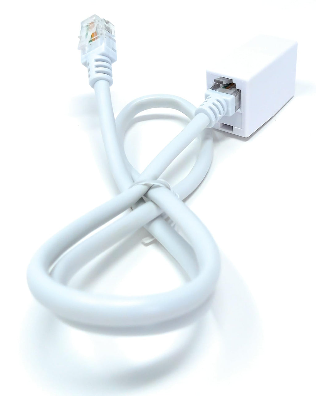DRUT RJ11 to RJ11 ADSL 2+ Male to Male Cable with Female Coupler, BT Telephone, Broadband, Modem Extension Lead, Gold Plated Connectors
