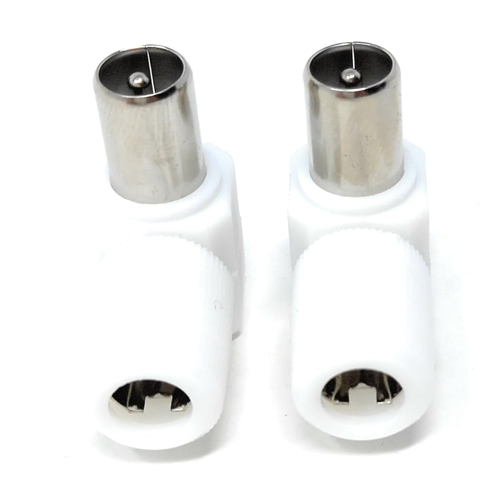 DRUT Right Angle RF TV Coax Plug Adapter for TV Aerial Antenna Cables - Screw Connection, No Soldering Required