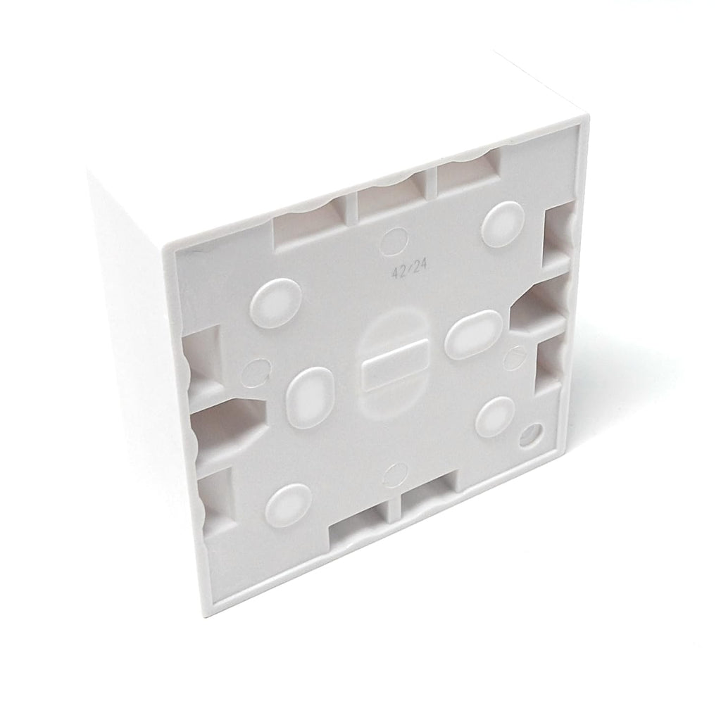 1-Gang Surface Mount Pattress Back Box – 32mm Depth, 85mm x 85mm, White – Ideal for Electrical Socket & Switch Installations