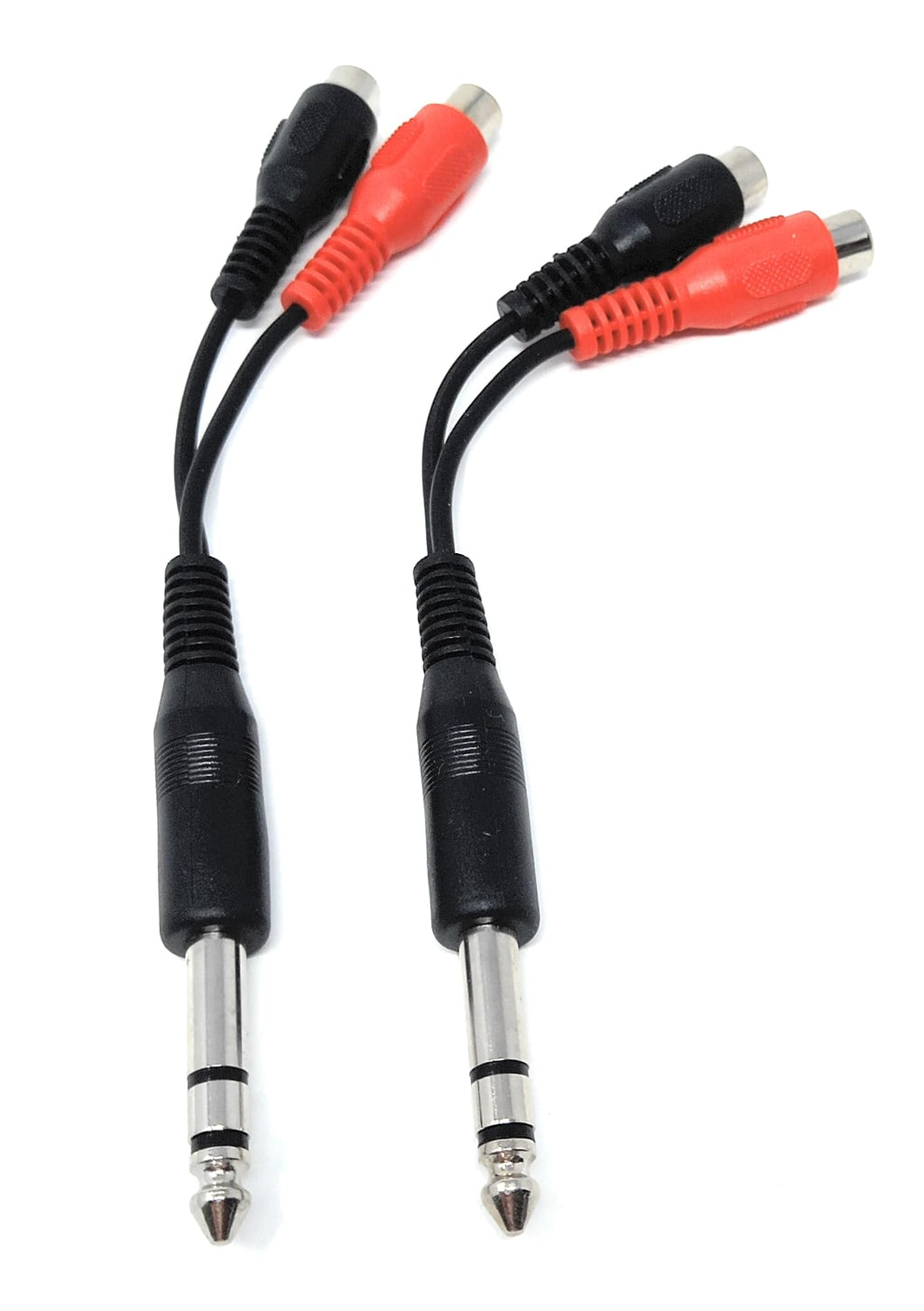DRUT 10cm 6.35mm Stereo Jack Plug to 2 x RCA Phono Sockets Audio Adapter Cable Splitter