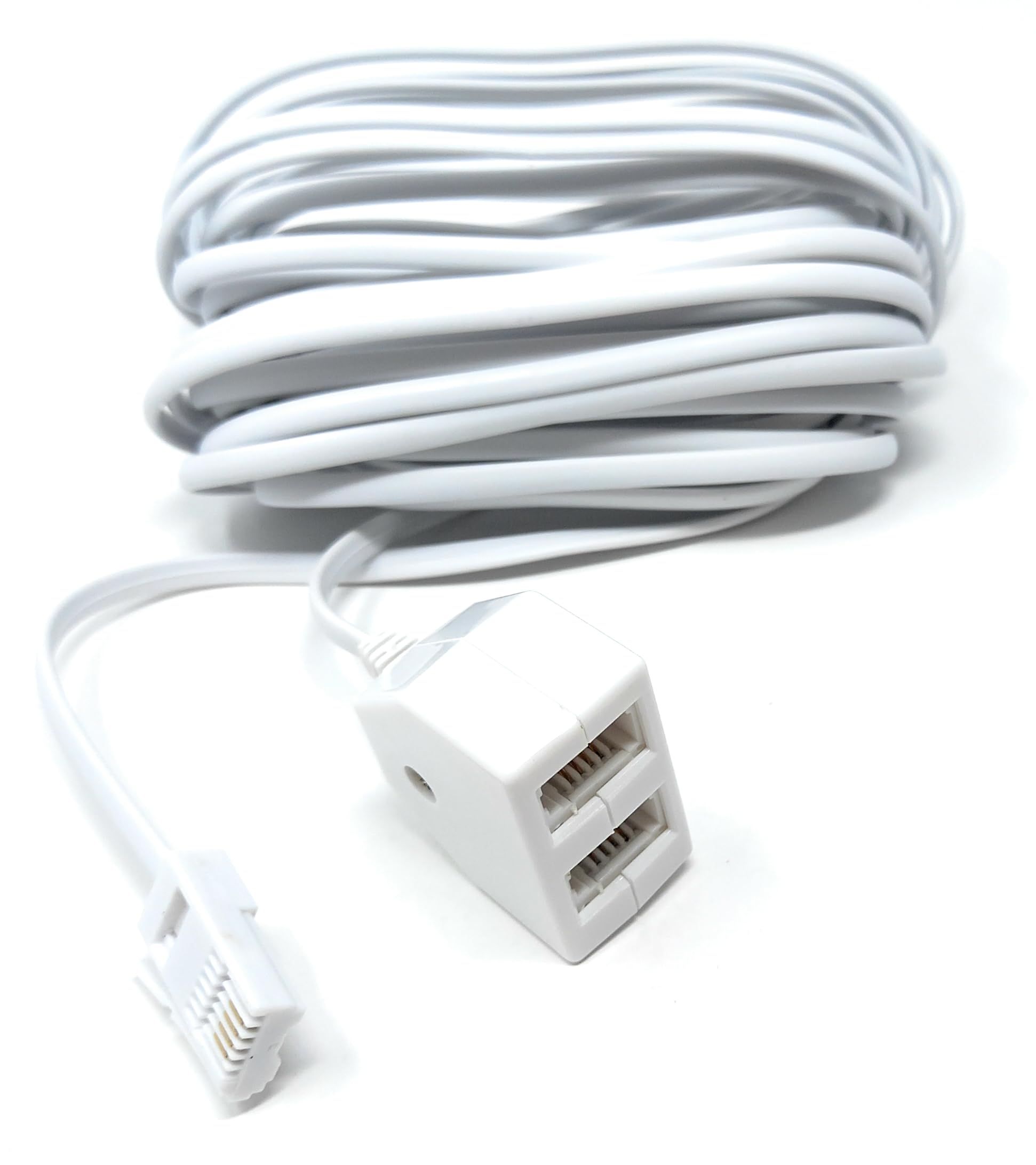 Twin BT Extension Lead, One Jack to Two Sockets, Double Telephone Splitter Cable