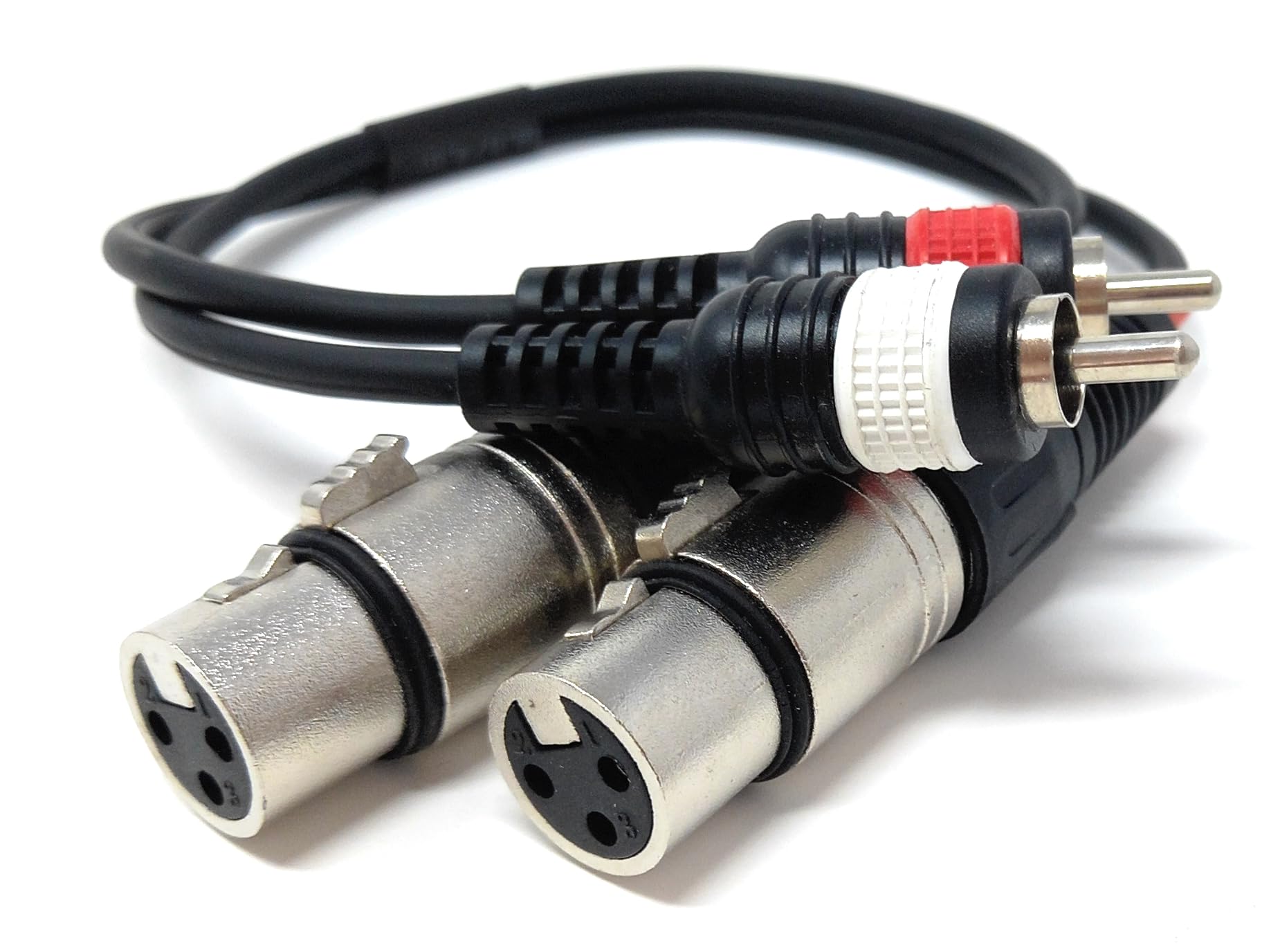 DRUT Twin 2 x XLR Female Sockets to 2 x RCA Phono Male Plugs Shielded Stereo Audio Cable Compatible with Mixers, Amplifiers, Music Instruments