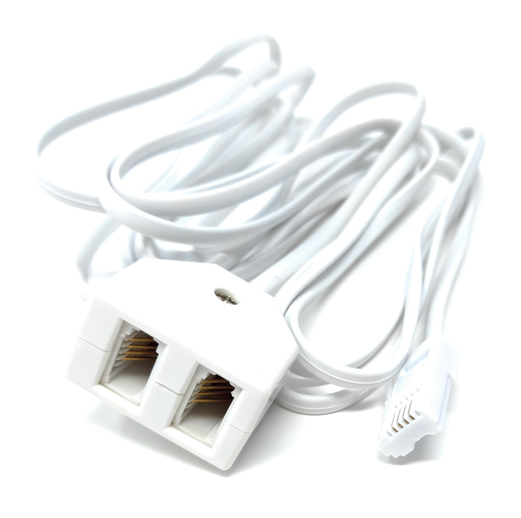 Twin BT Extension Lead, One Jack to Two Sockets, Double Telephone Splitter Cable