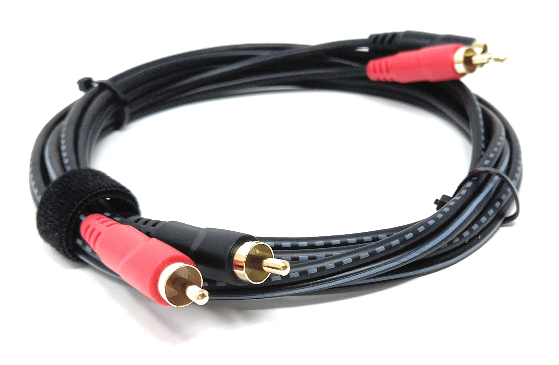 DRUT 2 x RCA Audio Cable – Stereo Male to Male Lead with Gold-Plated Plugs for Amplifier, Active Speakers, Subwoofer, Turntable, HiFi & Home Audio Systems