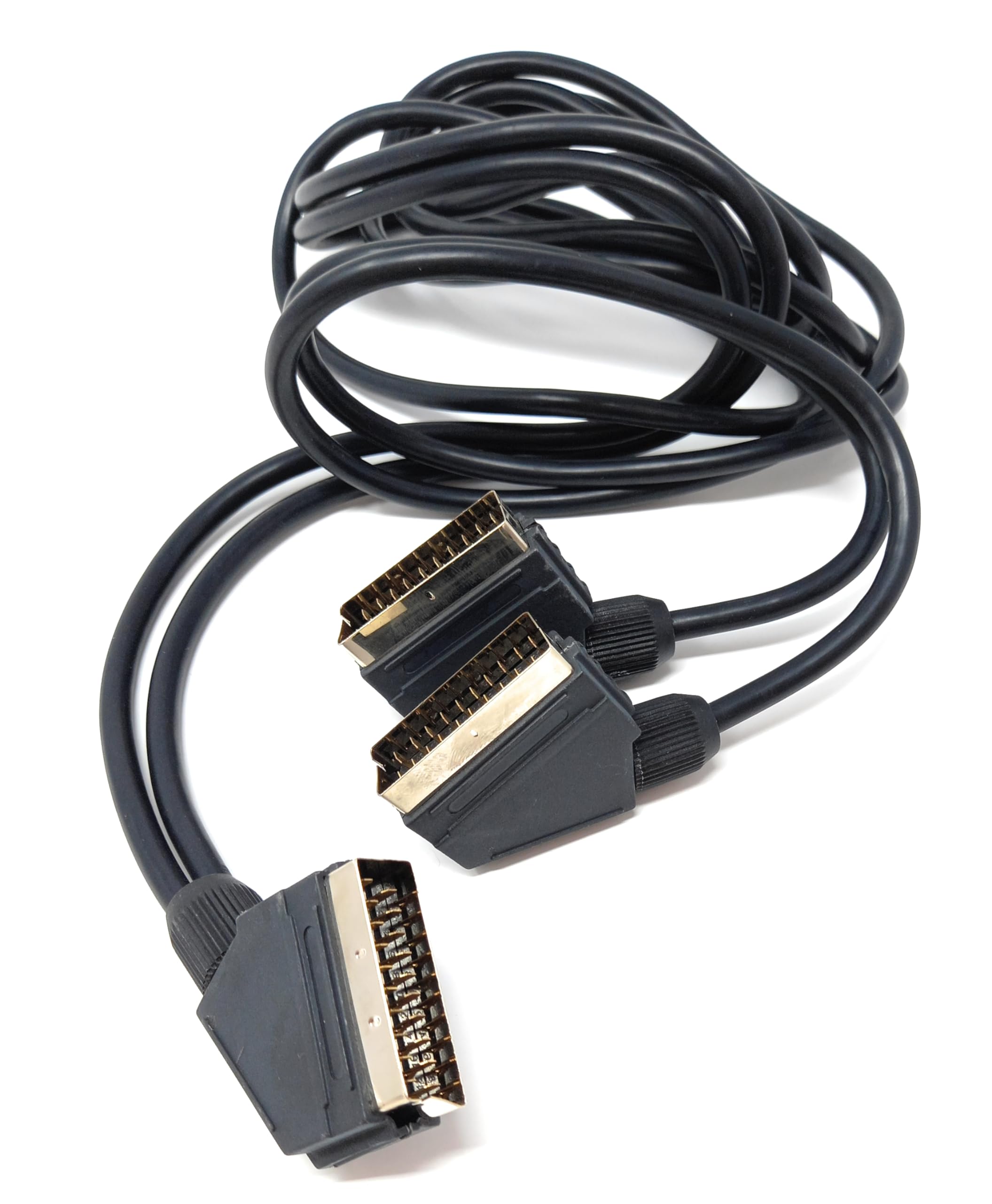 DRUT 2m Scart Splitter Male to 2 x Male Shielded 21 pin Audio, Video, Cable Cord