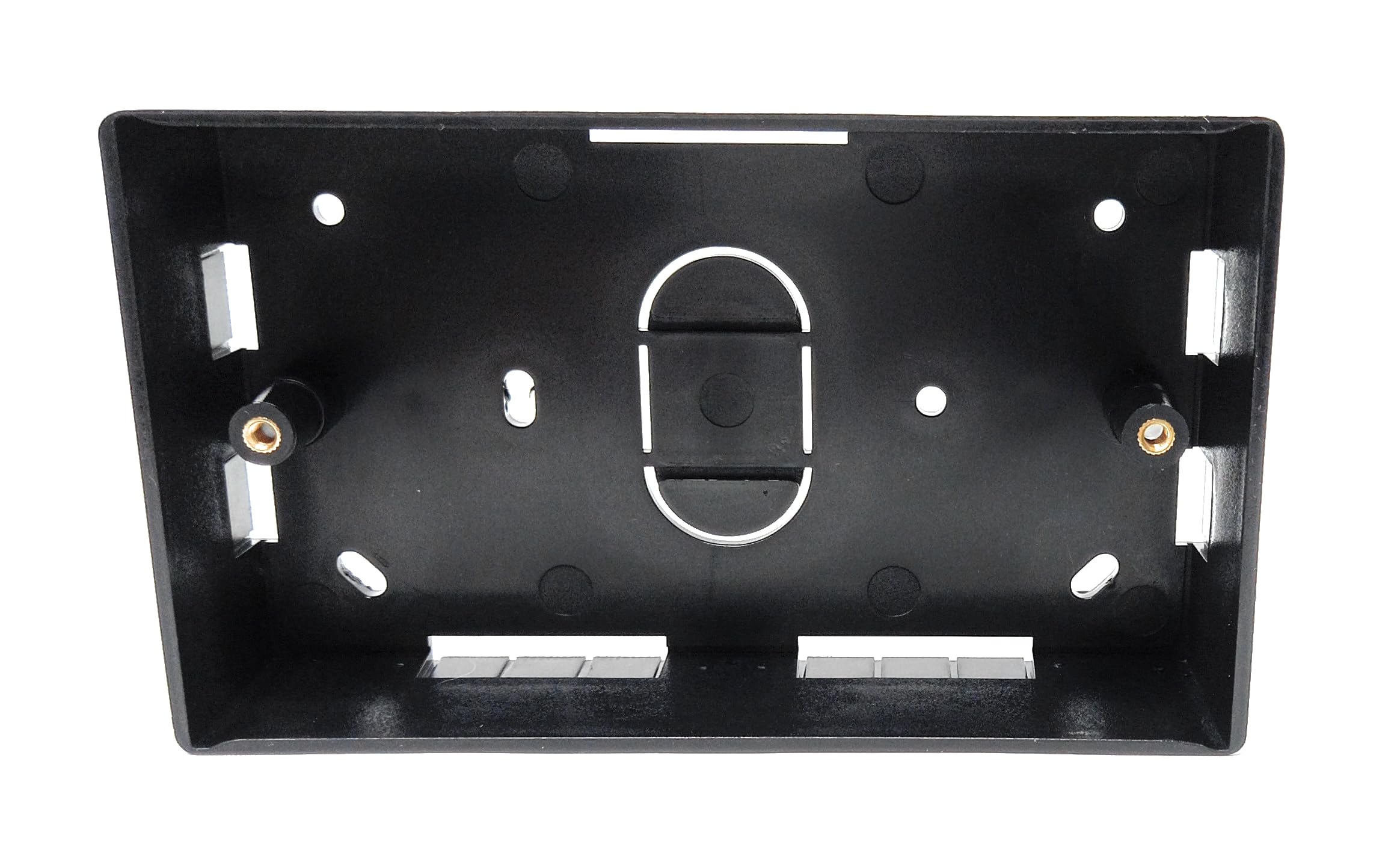 2 Gang Surface Mount Back Box Pattress, Black, 147mm x 86mm x 32mm Durable Electrical & Network Faceplate Mounting Solution