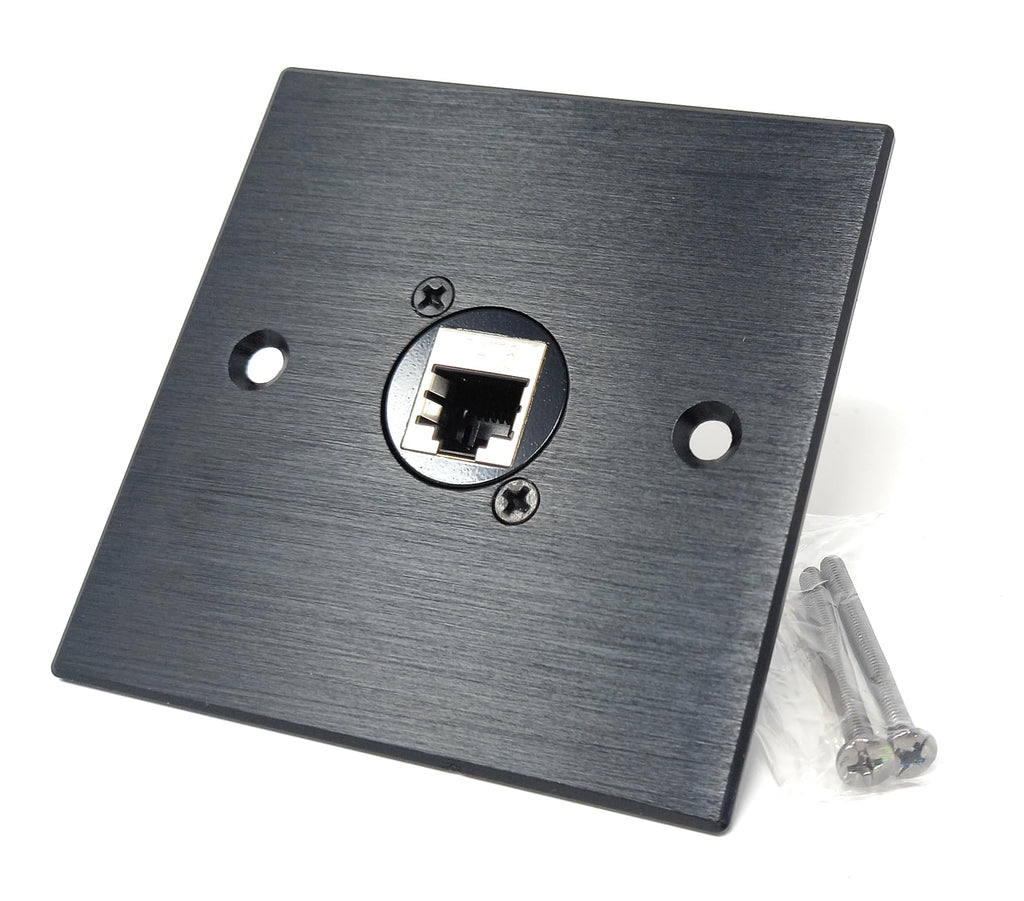 Brushed Aluminium Single Cat6 Female Socket D-Series Outlet Wall Faceplate – Durable Metal Plate for Cat6/Cat5e/Cat7/Cat8/Cat9 Ethernet Networking Cables, Screws Included