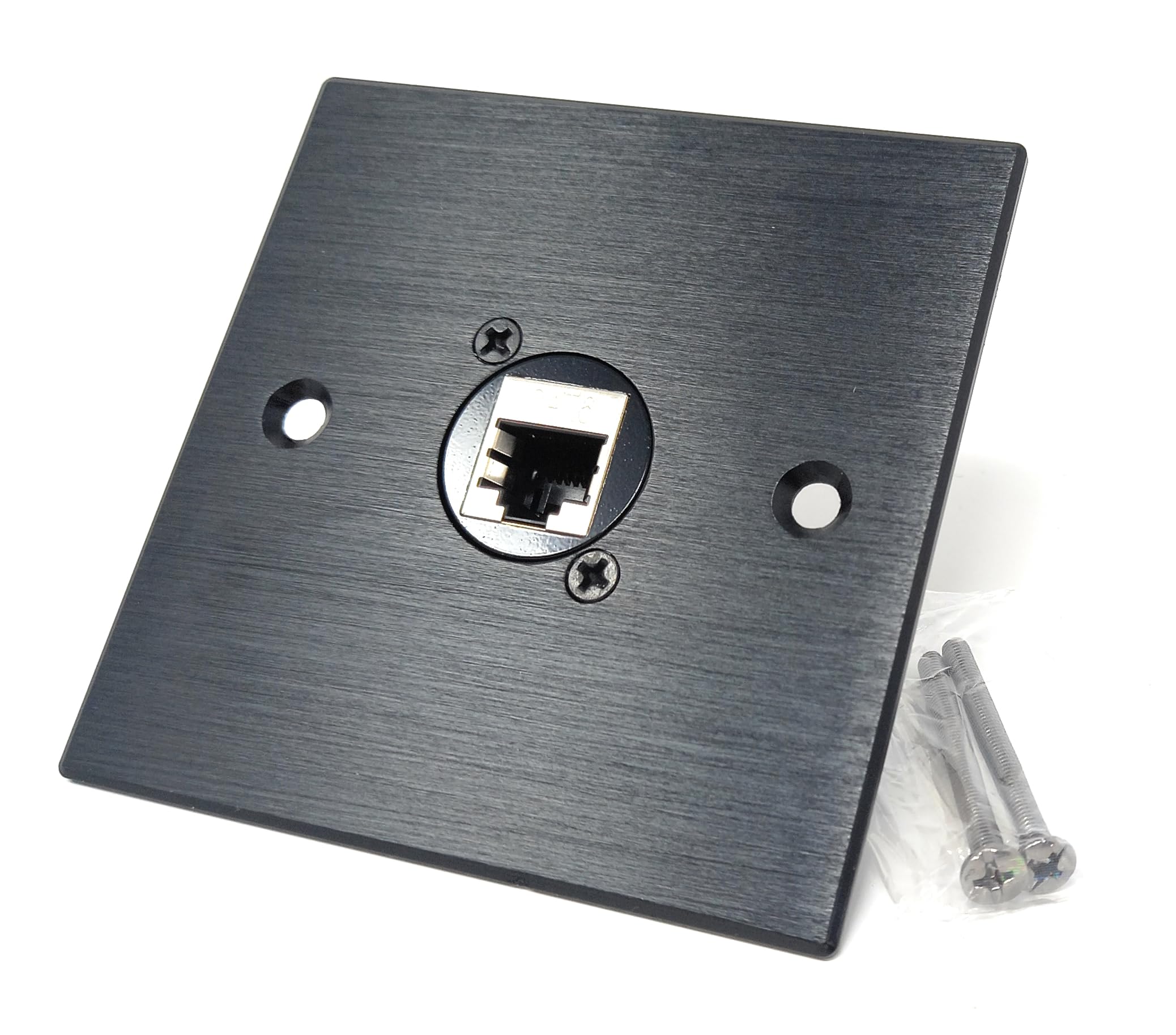 Brushed Aluminium Single Cat6 Female Socket D-Series Outlet Wall Faceplate – Durable Metal Plate for Cat6/Cat5e/Cat7/Cat8/Cat9 Ethernet Networking Cables, Screws Included