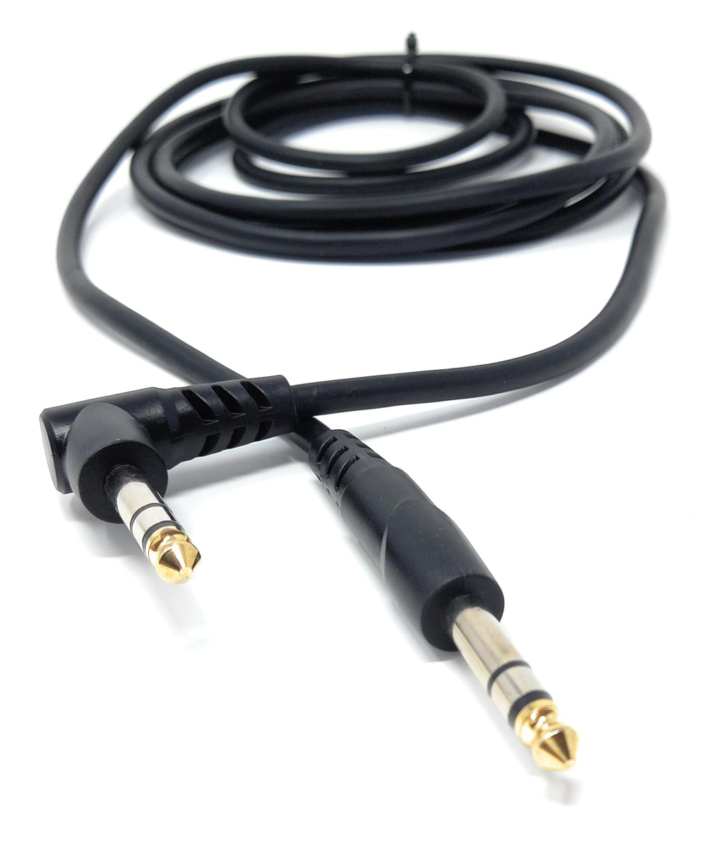 DRUT 6.35mm 1/4" Stereo TRS Male Jack to Right Angled Male Jack, Audio, Music Instrument, Flexible Cable Lead
