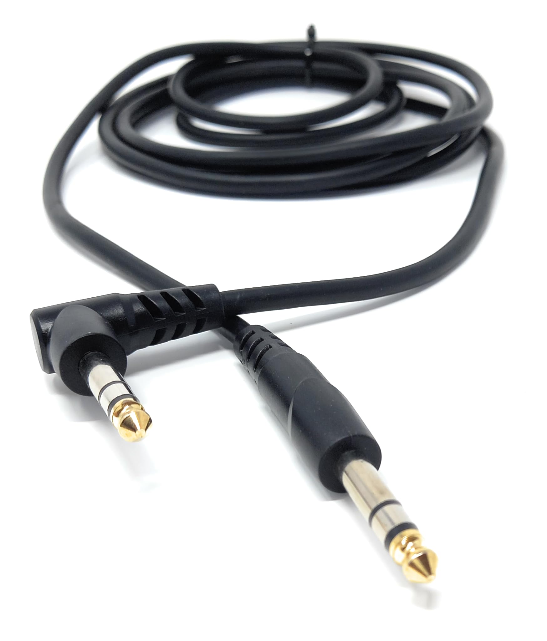 DRUT 6.35mm 1/4" Stereo TRS Male Jack to Right Angled Male Jack, Audio, Music Instrument, Flexible Cable Lead