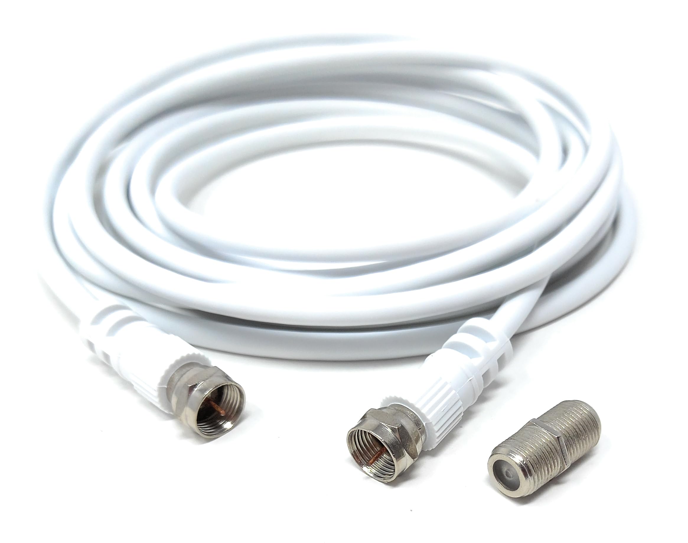 DRUT F-Type Connector TV RG6 Cable With (F-Type Female Coupler) Compatible With STB, Dish TV, Satellite, Antenna Coax Cable Lead