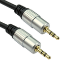 Black 3.5mm male to male stereo cable with metal connectors
