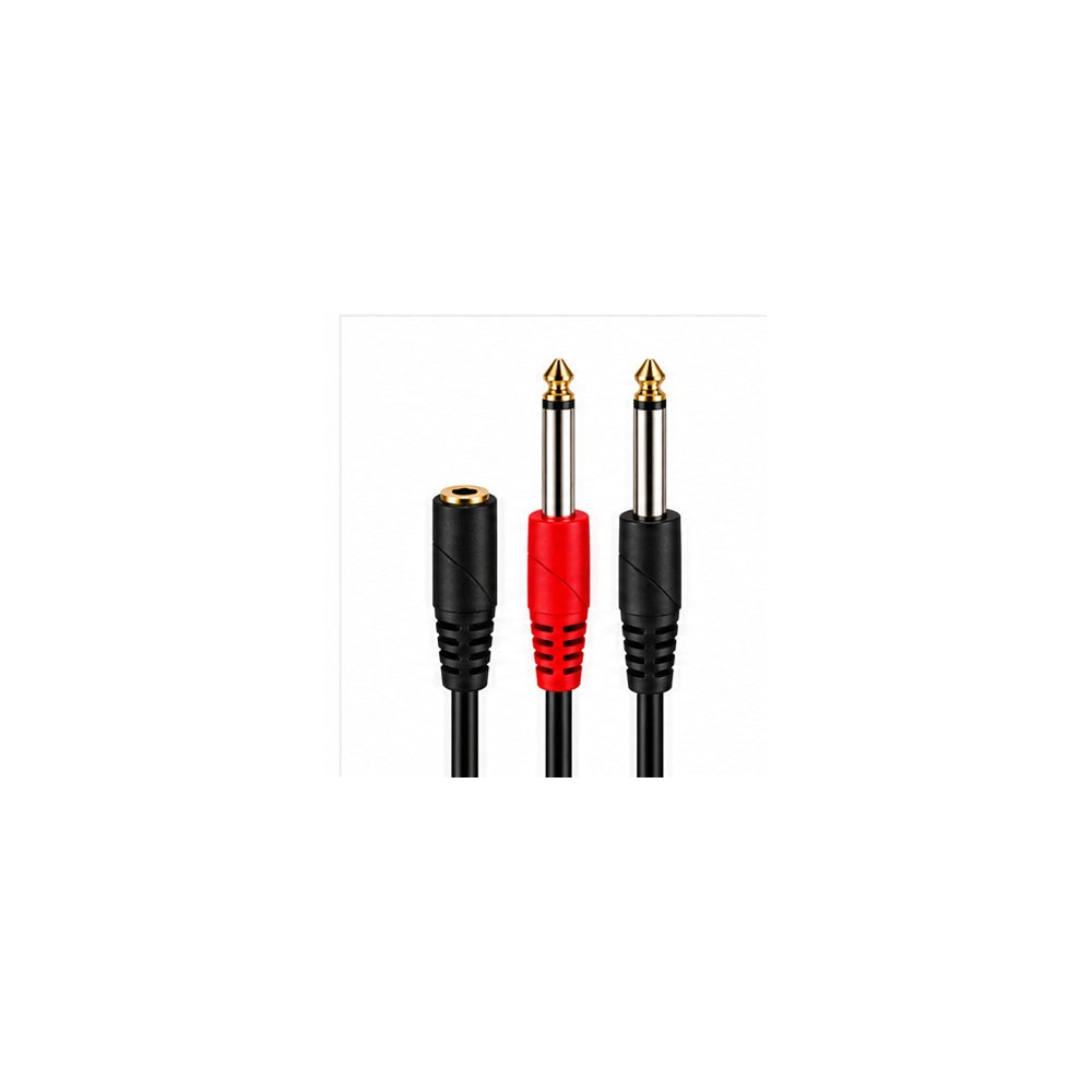 3.5mm socket to 2 x 6.35mm mono jacks cable