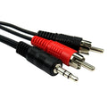 Black 3.5mm stereo jack to two RCA cable with nickel contacts