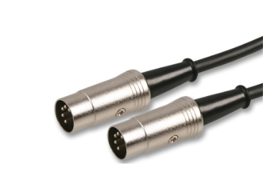 Black 5-pin MIDI DIN cable with two male connectors