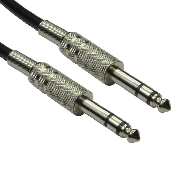 6.35mm male to male stereo TRS audio cable with nickel connectors