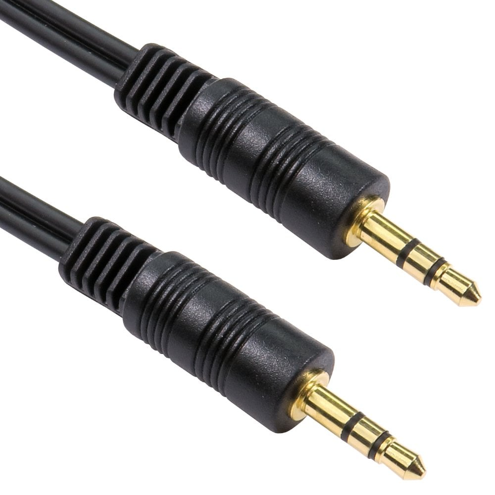 Black 3.5mm male to male stereo audio cable