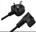 Black UK plug to right angle IEC C13 power cable