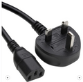 Black UK plug to IEC C13 power cable