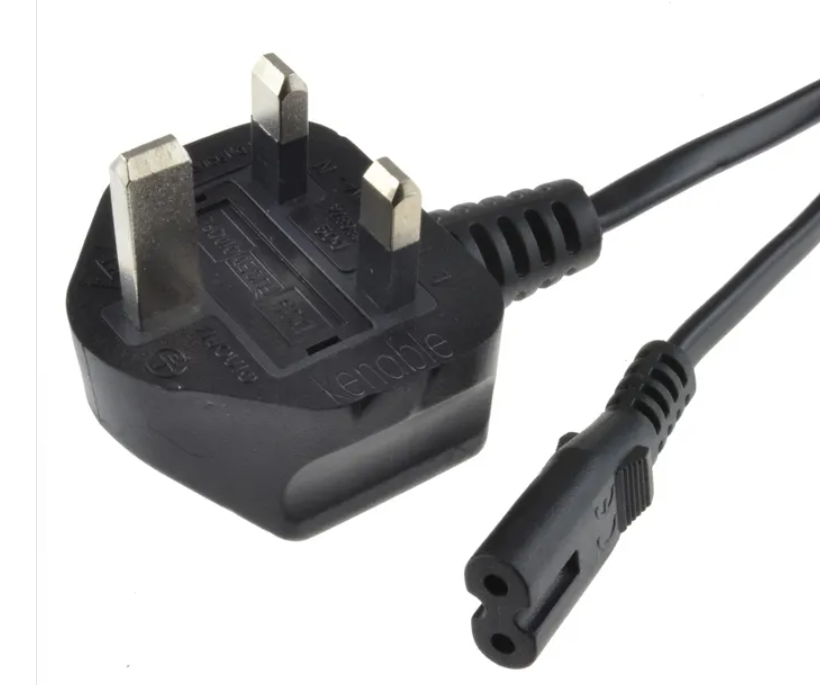 Black UK plug to C7 Figure 8 power cable