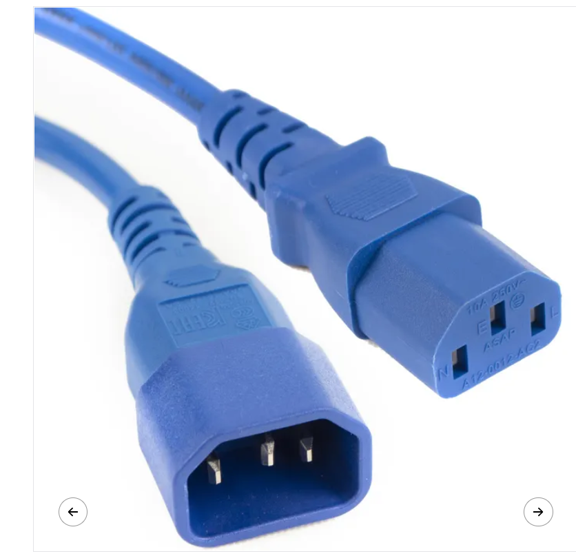 Blue IEC C14 male to C13 female power extension cable