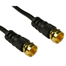 Black coaxial cable with gold F-type male screw connectors