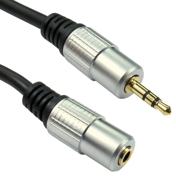 3.5mm male to female stereo extension cable with metal connectors