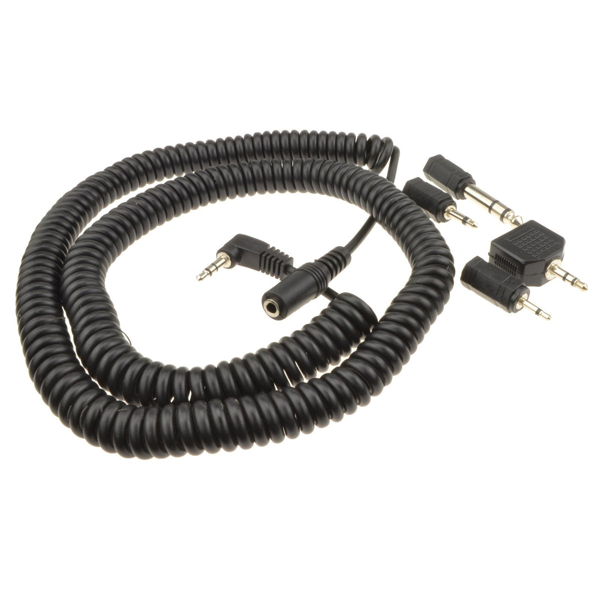 3.5mm Coiled Stereo Extension Cable with Audio Adapter Set