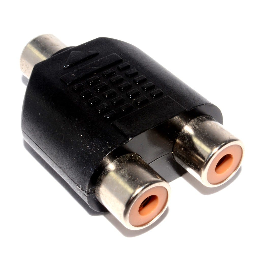 Twin RCA Female to 3.5mm Mono Female Audio Adapter