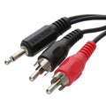 3.5mm Mono to Twin RCA Male Audio Cable 1m