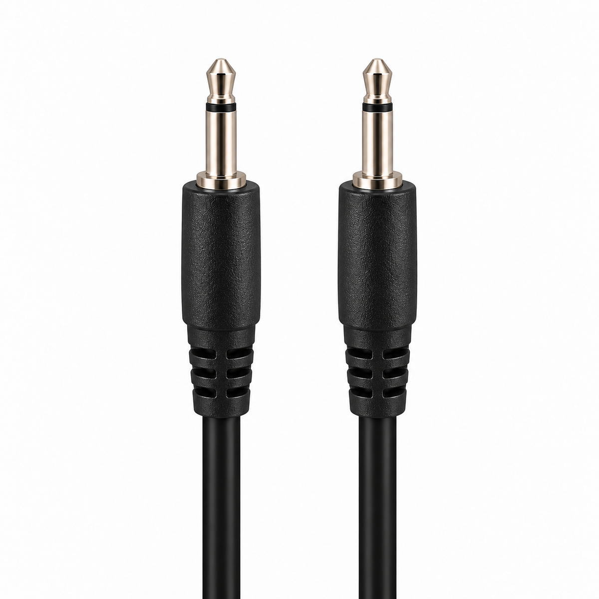 Two straight 3.5mm mono jack plugs with one insulating ring each