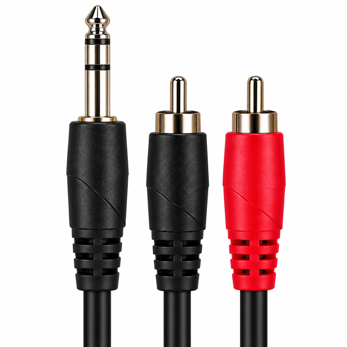 6.35mm 1/4" Stereo Jack to 2 x RCA Phono Male Cable (Various Lengths)