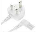 White UK plug to right angle C7 Figure 8 power cable