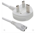 White UK plug to C7 Figure 8 power cable