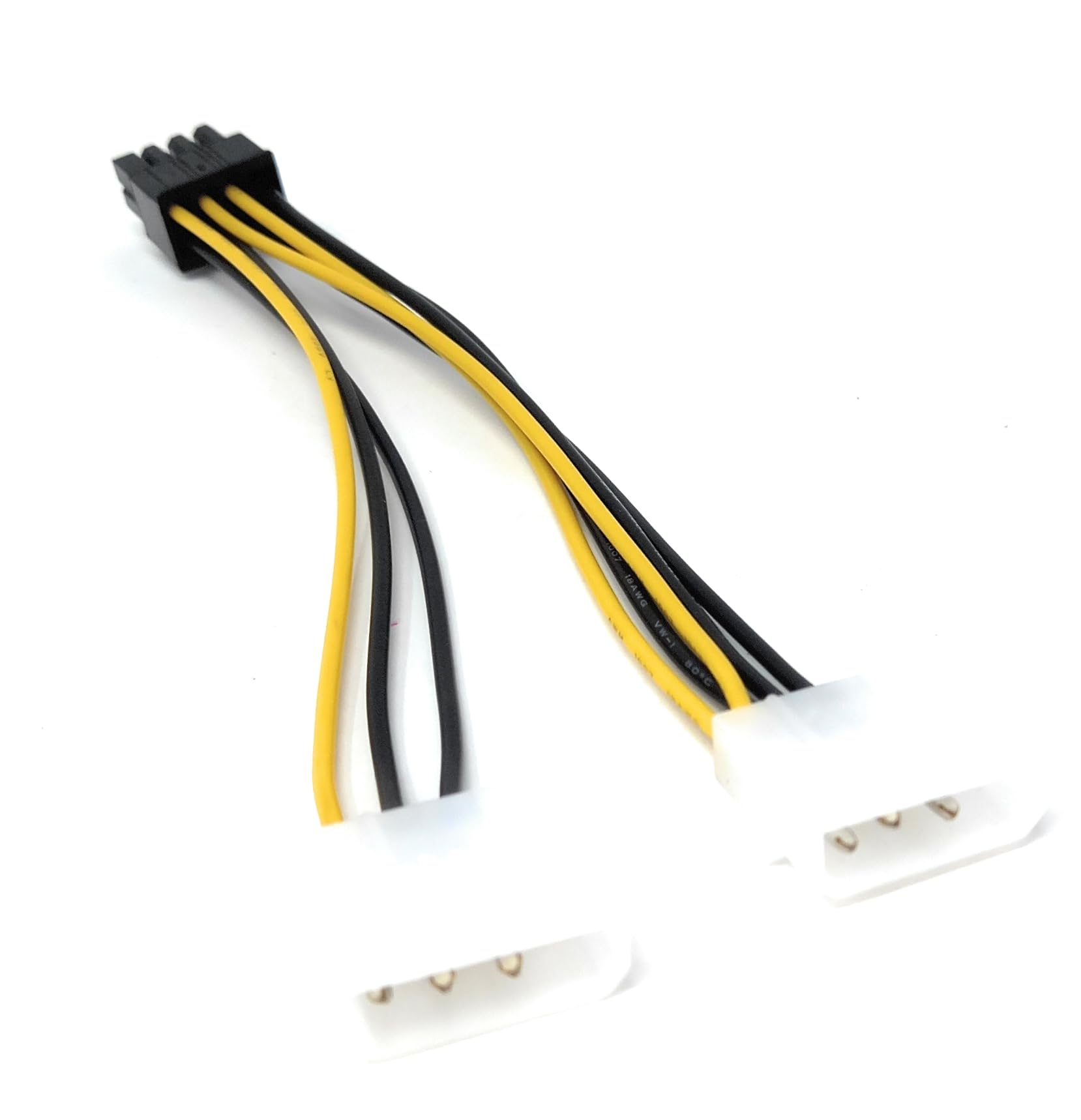 DRUT 8-Pin PCIe to Dual Molex Power Adapter Cable – 4-Pin LP4 to 8-Pin PCI Express GPU Power Y Splitter for Graphics Cards – 18cm