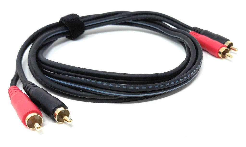 DRUT 2 x RCA Audio Cable – Stereo Male to Male Lead with Gold-Plated Plugs for Amplifier, Active Speakers, Subwoofer, Turntable, HiFi & Home Audio Systems
