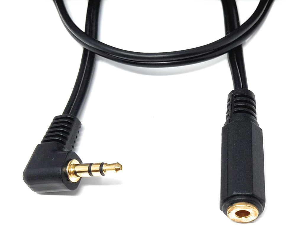 DRUT 3.5mm Right Angle Stereo Jack to Socket Headphone, Audio Devices AUX 1/8'' Extension Cable Lead