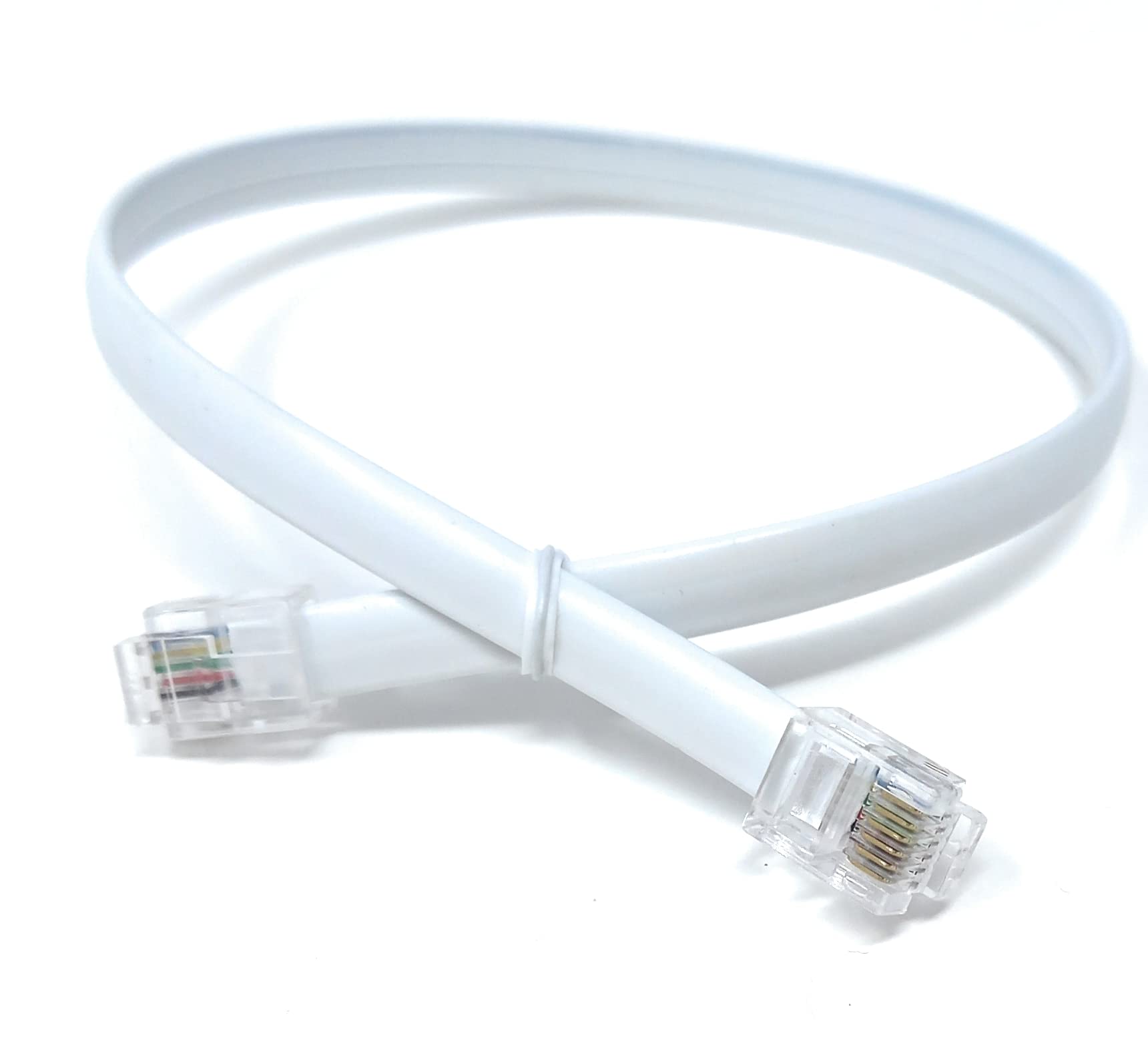DRUT FLAT RJ12 to RJ12 6P6C Cable Lead Plug to Plug (RJ11 with 6 pin Wire)
