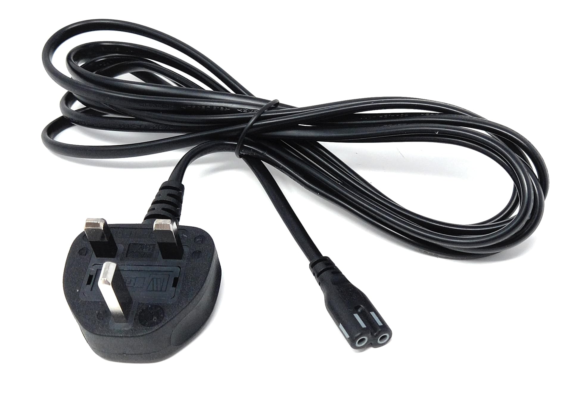 UK Power Cable 3A Fused Plug to C7 Figure-8 Lead – Compatible with PS5, PS4, Xbox, Laptops, Smart TVs, DVD Players, and Chargers