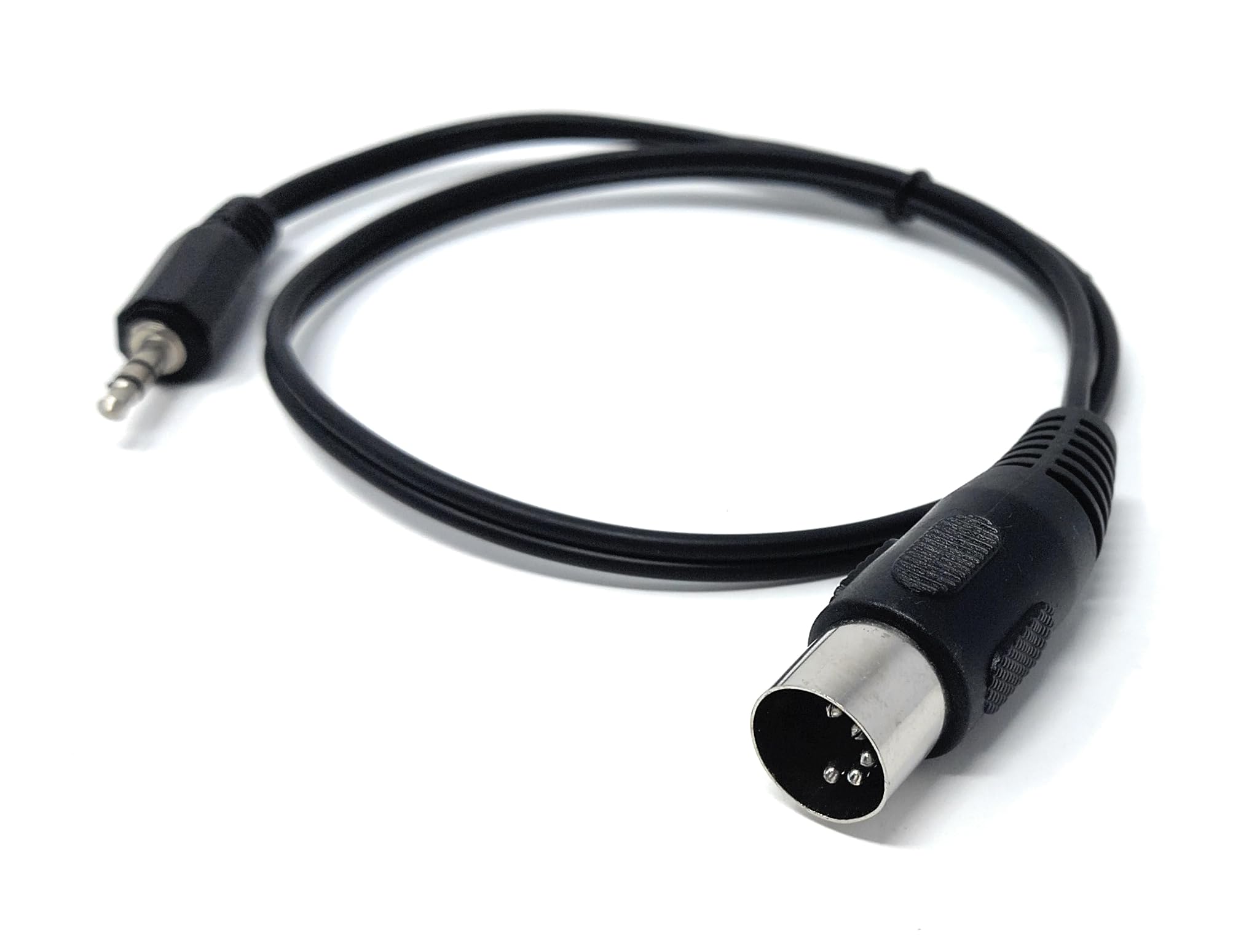DRUT 3.5mm Stereo Jack Plug to 5 Pin Midi Din Male AUX Audio Cable, Midi Pins 2, 3, 5 are Connected